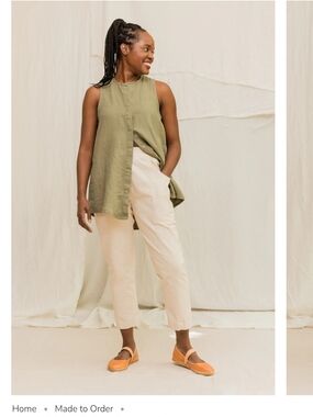 Elizabeth Suzann Clyde Work Pants In Natural Cotton Canvas High-Rise Crop Pants